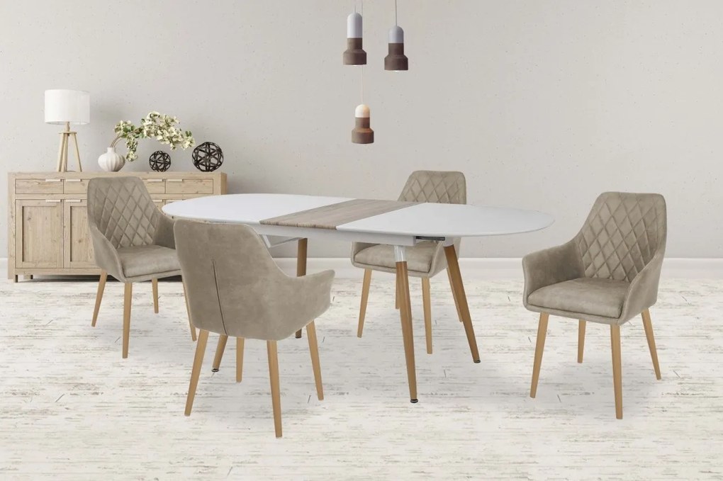 Set tavolo Caliber MDF + 4 sedie K287 beige