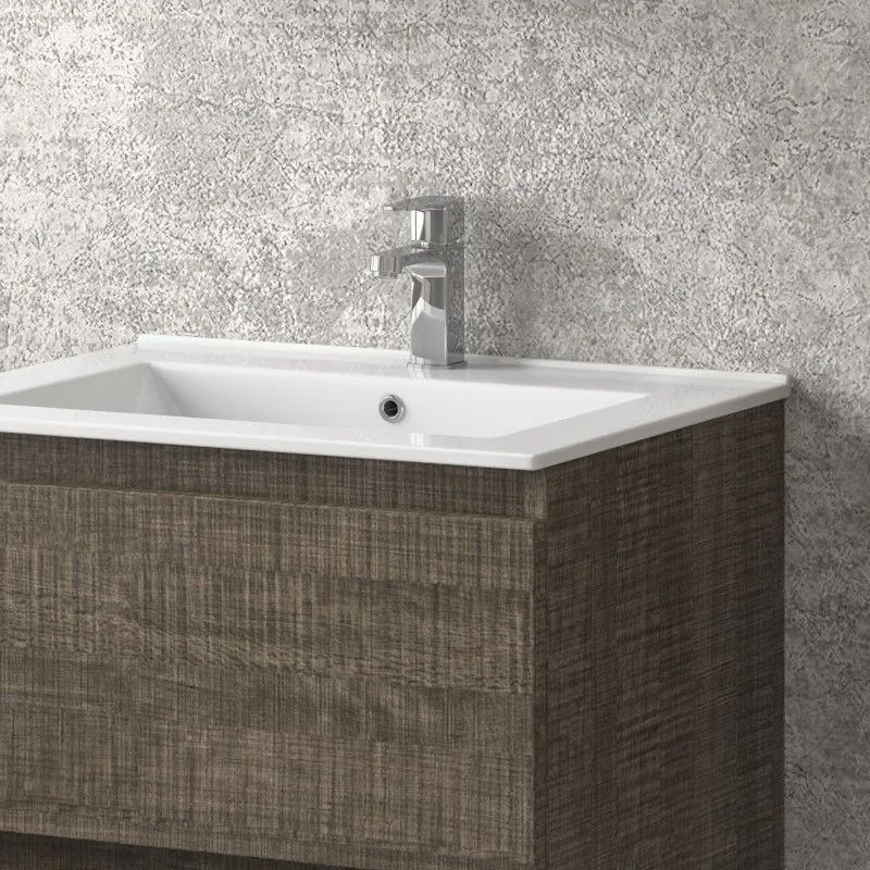 Kamalu - mobile bagno sospeso 60 cm con lavabo integrato e 2 cassetti tod-60l