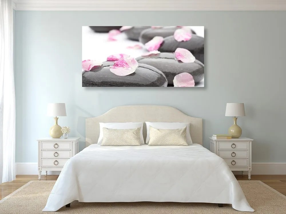 Quadro su tela – Pietre wellness con petali