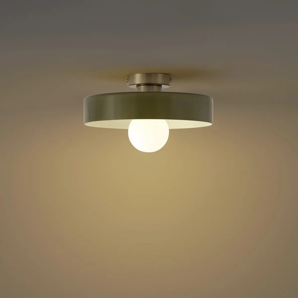 Plafoniera retrò bronzo con vetro verde - Jina