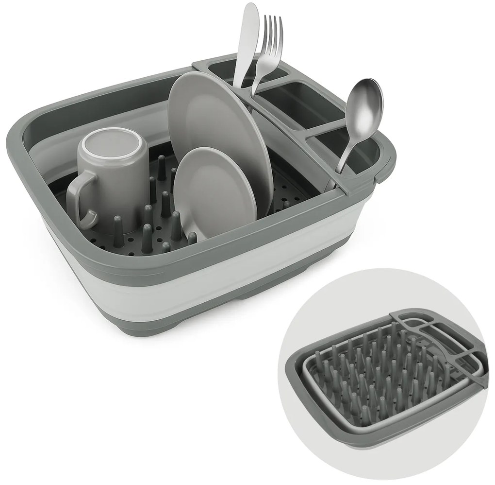 Scolapiatti pieghevole salvaspazio 31,5x14,7x37 cm grigio