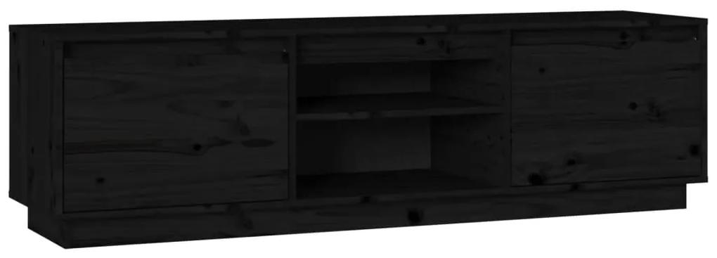 Mobile porta tv nero 140x35x40 cm in legno massello di pino