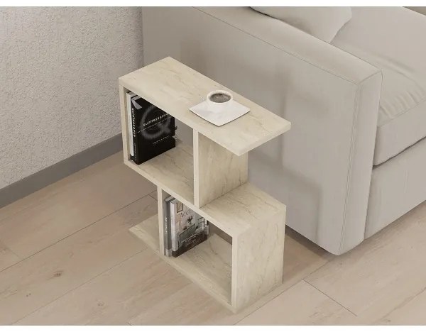 Tavolino d'appoggio CROS, finitura marmo beige