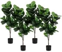 Set 4 Piante Artificiali con Vaso 55x45x120 cm Ficus Lyrata in Plastica