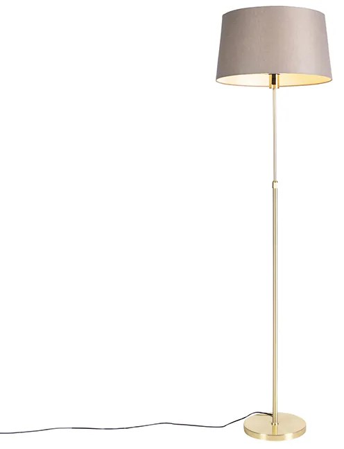 Lampada da terra oro/ottone con paralume in lino color tortora 45 cm - Parte
