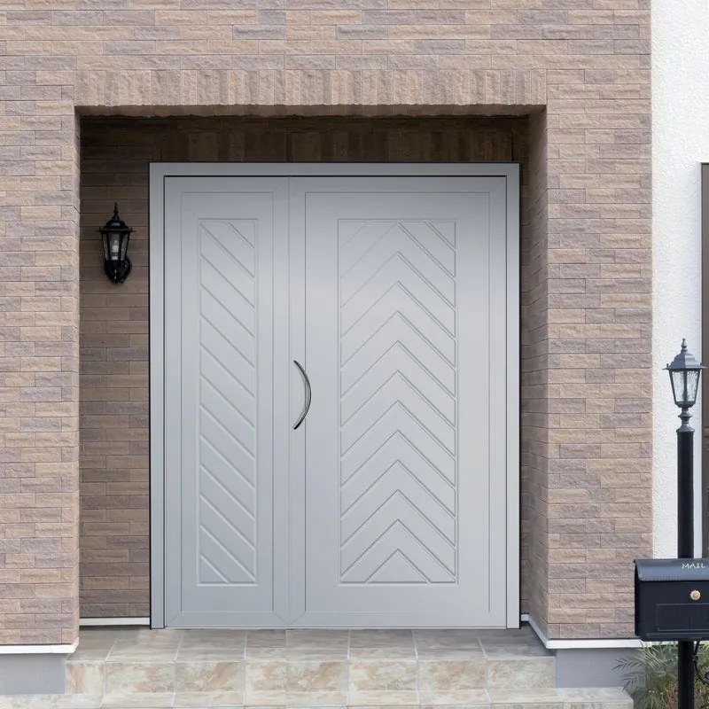 Portoncino d'ingresso Rustic1 L 90 x H 210 cm in alluminio bianco, apertura spingere a destra