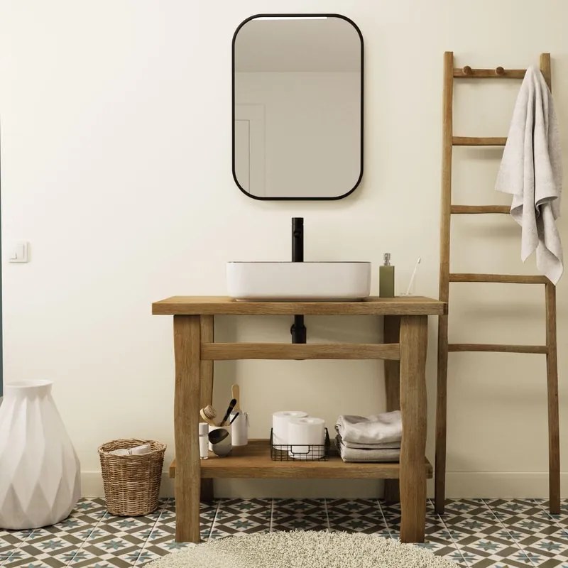 Mobile da bagno sotto lavabo HOMESIGHT ROBBY quercia di campagna verniciato L 95 x H 78 x P 50 cm, lavabo non incluso