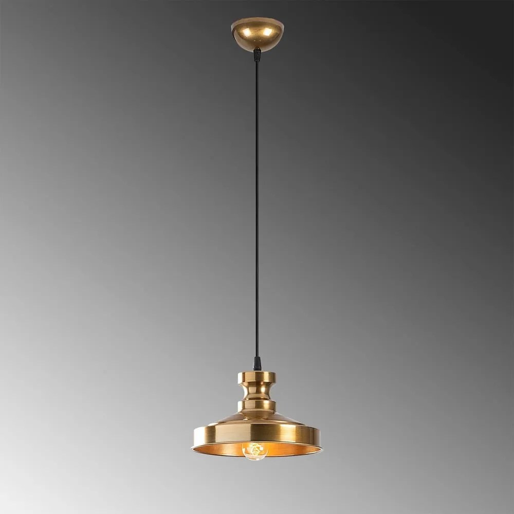 Lampadario dorato con paralume in metallo ø 22 cm Berceste – Opviq lights