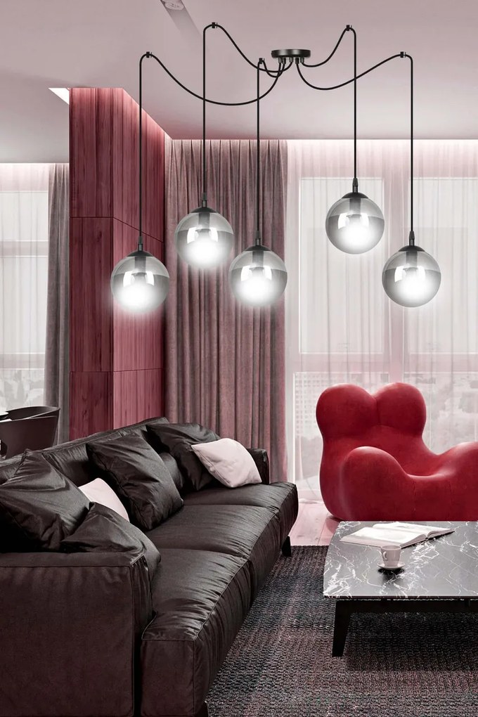 Lampadario a sospensione GIGI 5 BLACK GRAFIT