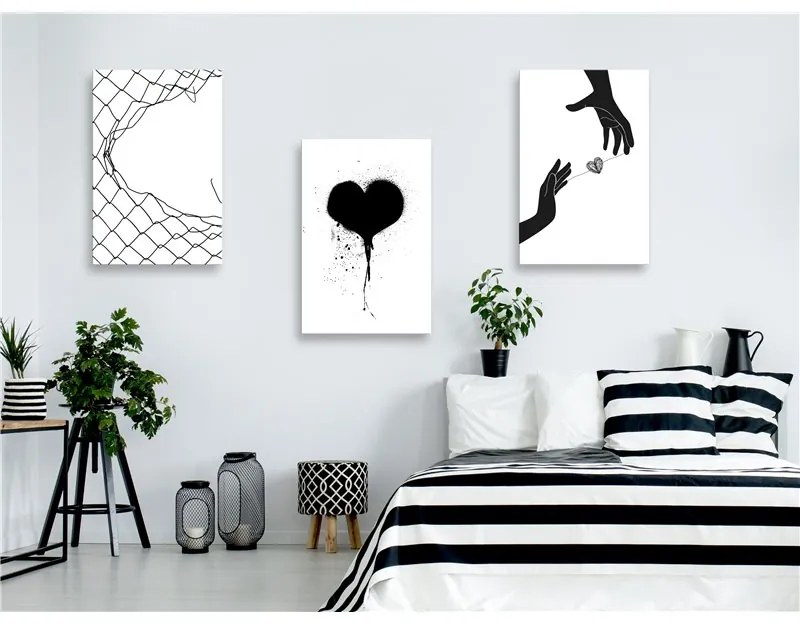 Quadro  Heart (Collection)  Colore bianco e nero, Dimensioni e Misure 60x30