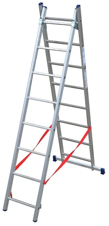 Scala a sfilo Stilo 2 rampe in alluminio 2 x 8 gradini portata massima 150 kg EN 131 per lavori fino a 4.6 m