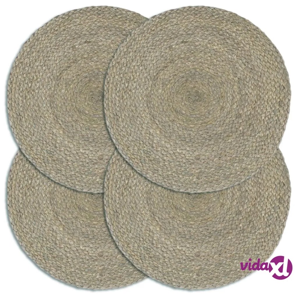 vidaXL Tovagliette 4 pz Grigio Neutro 38 cm Rotonde in Juta