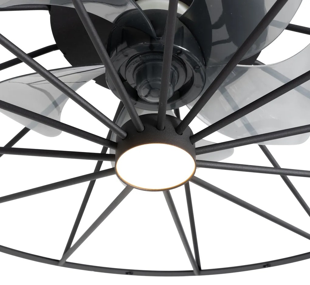 Ventilatore da soffitto nero 62cm con LED dimmerabile con telecomando - Yaran