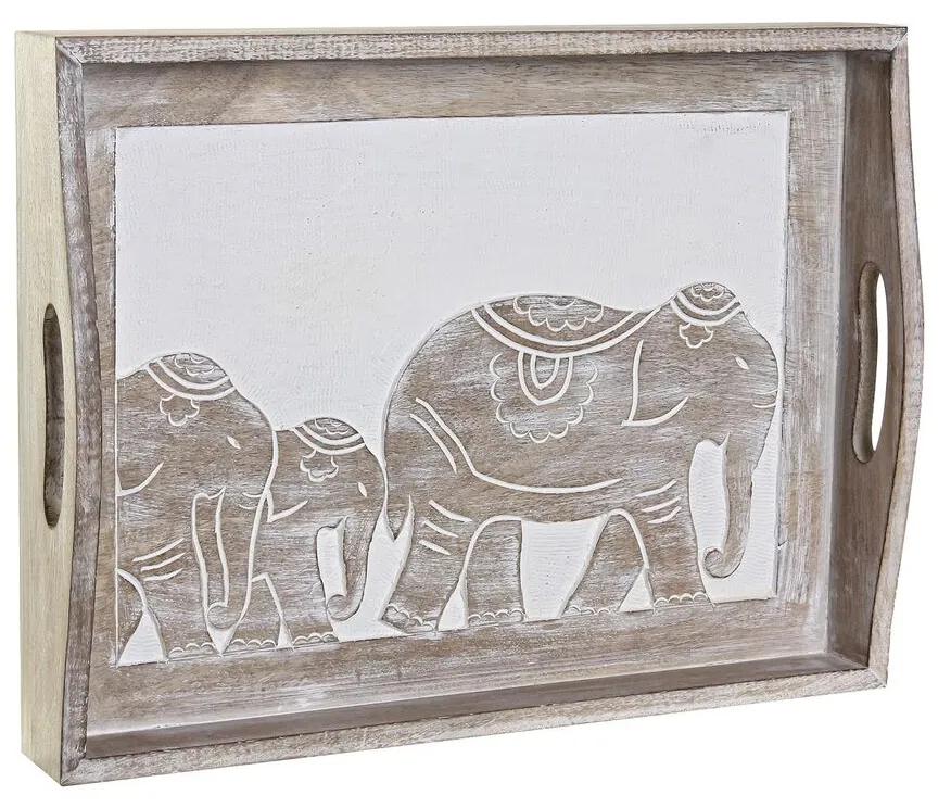 Vassoio per aperitivi DKD Home Decor Intaglio Elefante Marrone Indiano (40,5 x 30,5 x 7 cm)