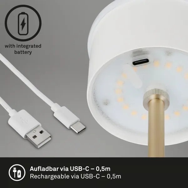 Brilo - Lampada da tavolo LED ricaricabile a sfioramento KIKI LED/2,6W/5V IP44 2600 mAh marrone