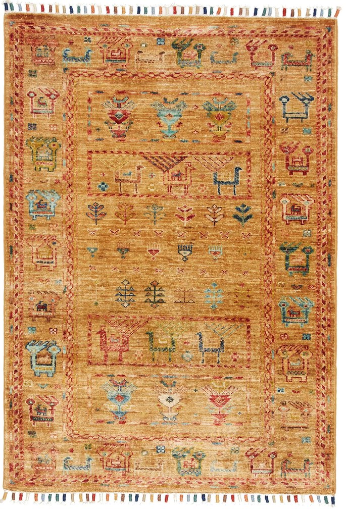 Samarkand Tappeto 110x80 Marrone (Pakistan) Annodato A Mano