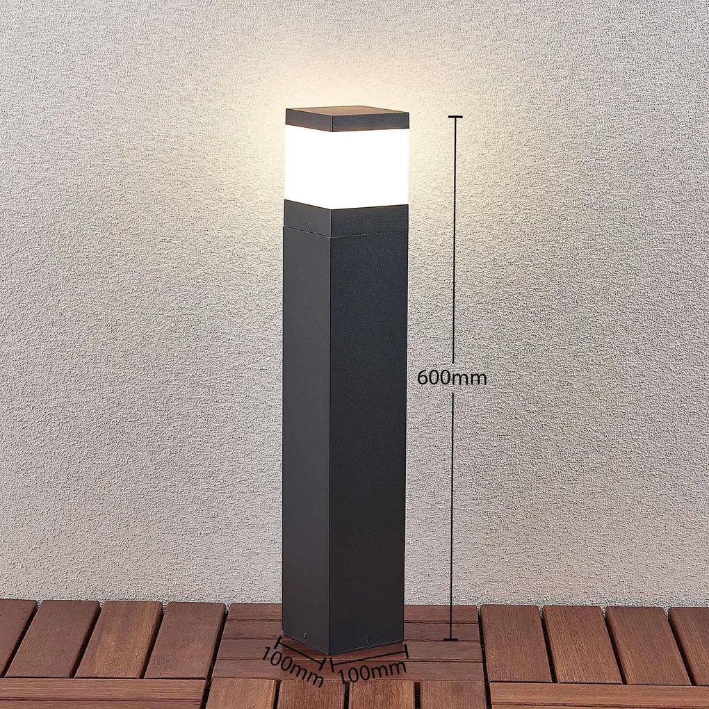 Lindby Lampioncino LED Litas quadrato, grigio scuro