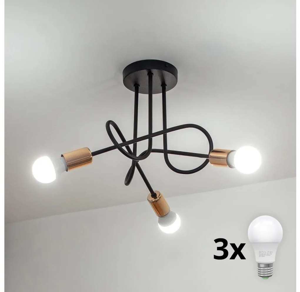 Lampadario a LED da incasso OXFORD 3xE27/15W/230V Nero