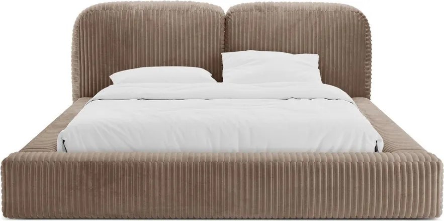 Letto matrimoniale imbottito marrone con contenitore con rete inclusa 160x200 cm Martina – Micadoni
