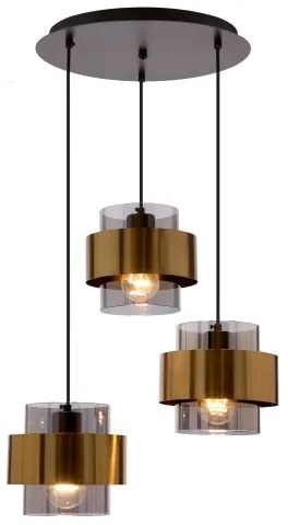 Lampadario a sospensione con filo SPIEGA 3xE27/60W/230V oro/nero