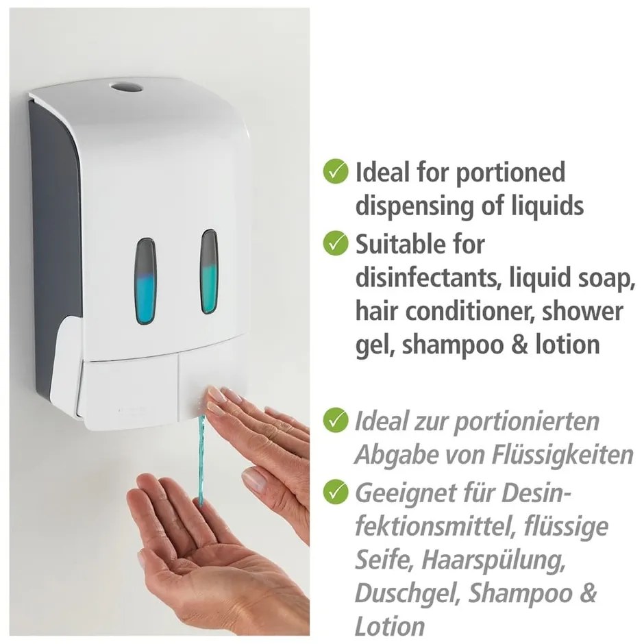 Dispenser di sapone in plastica bianco da parete 0,96 l Tartas - Wenko