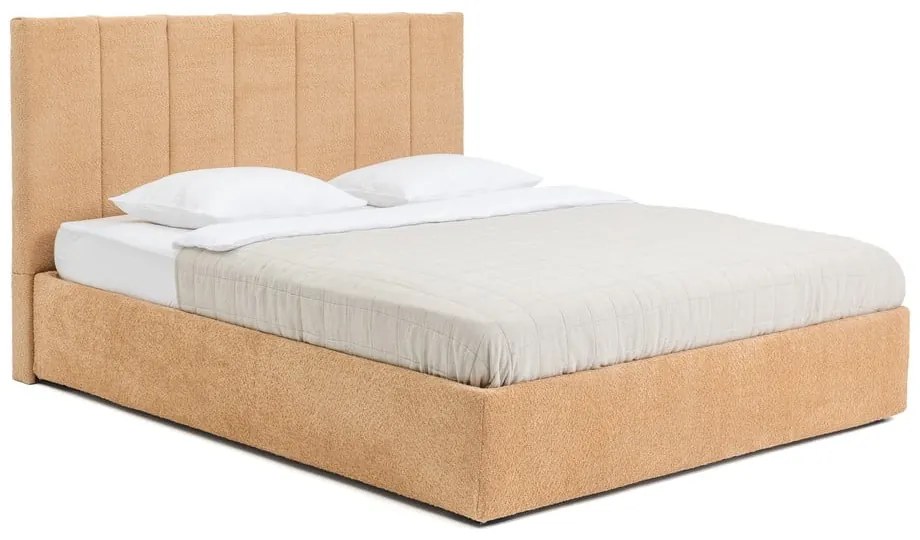 Letto matrimoniale imbottito color senape con contenitore e rete inclusi 160x200 cm Thessa Bold Line – Bonami Selection