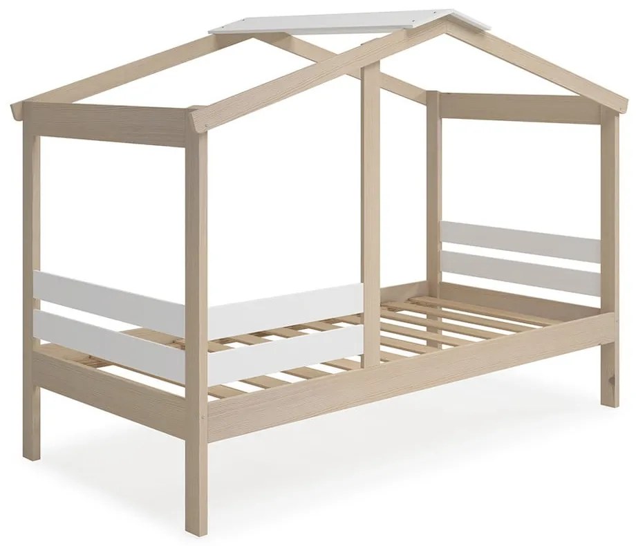 Letto bianco/naturale in pino 90x190 cm Angel - Marckeric