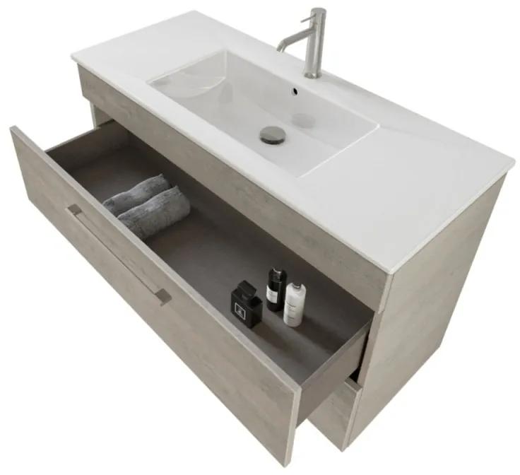 Mobile bagno sospeso 100 cm Smart grigio legno con lavabo e specchio