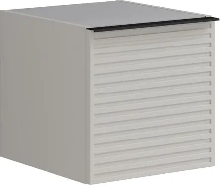 Base laterale Pixel con anta stripes laccato opaco grigio pastello e maniglia alluminio nero opaco L.40 H.40 P.45,5 cm.