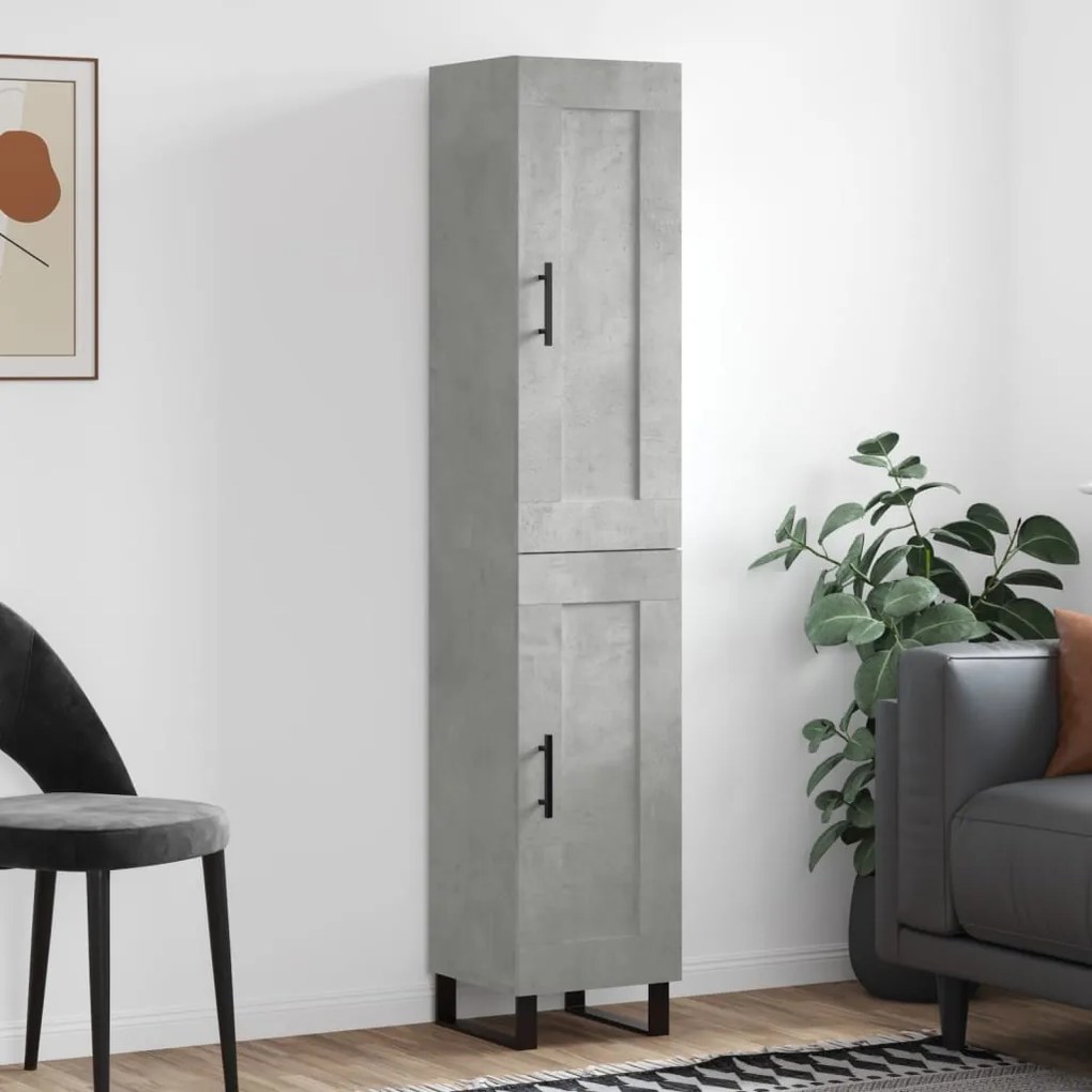 Credenza Grigio Cemento 34,5x34x180 Cm İn Legno Multistrato /