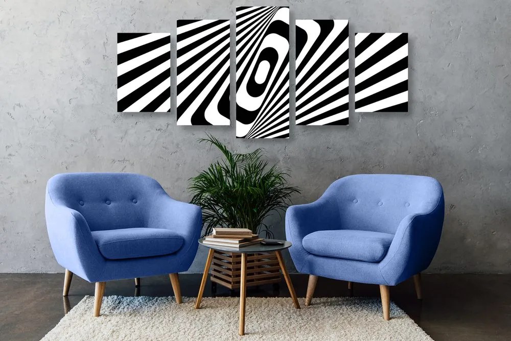 Quadri 5 pezzi – Illusione in bianco e nero