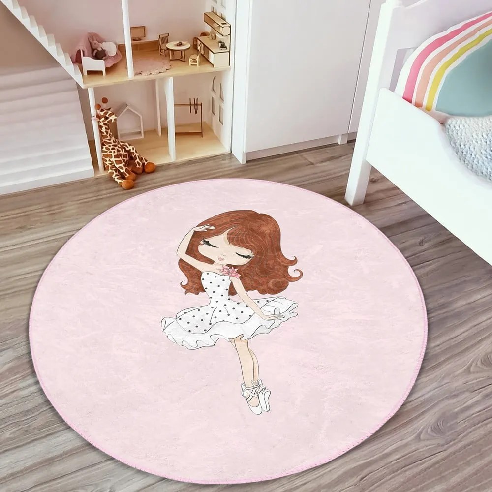 Tappeto rosa per bambini ø 120 cm Comfort - Mila Home