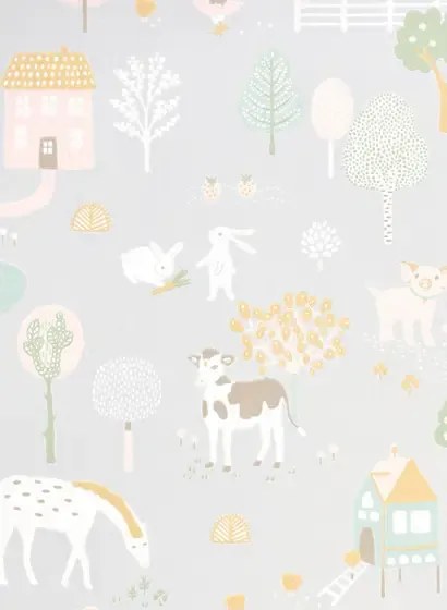 Bauernhoftapete My Farm von Majvillan - Soft Grey