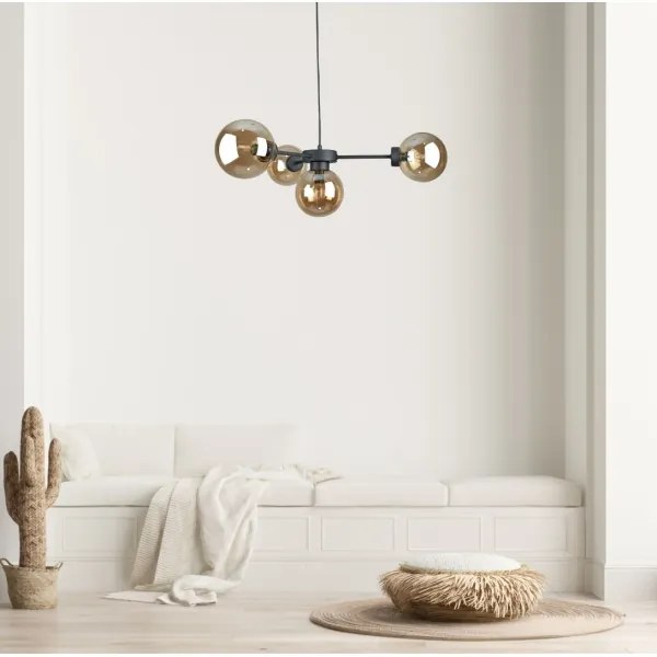 Lampadario a sospensione con filo KALIOPE II 4xE14/50W/230V nero/fumé beige