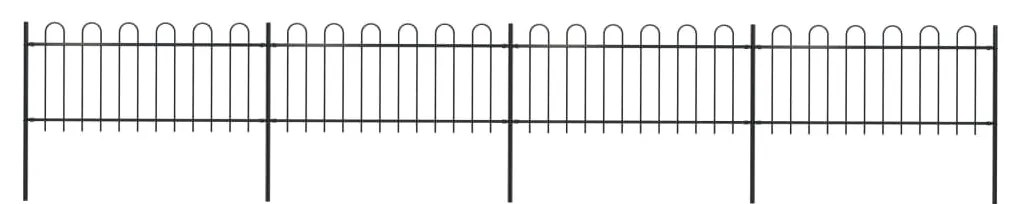 Recinzione Da Giardino Con Punta Tonda İn Acciaio 6,8x0,8m Nera /