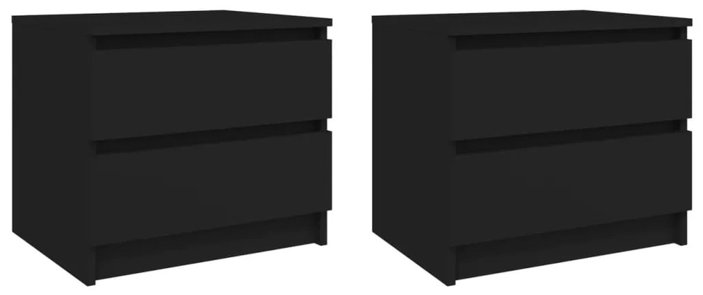 Comodini 2 Pz Neri 50x39x43,5 Cm İn Legno Multistrato /
