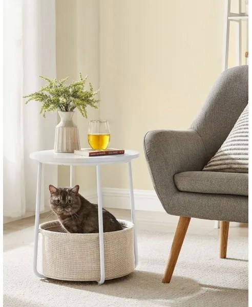 Tavolino laterale NOIRA bianco/marrone chiaro