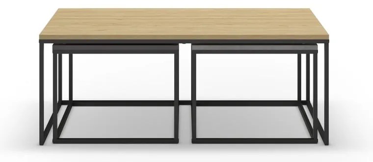 set di 3 tavolini in colore grigio-naturale 60x110 cm Camelia - Marckeric