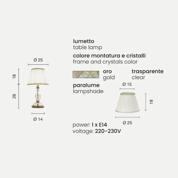 Lampada da tavolo 25x44 cm MARIATERESA in vetro intrecciato