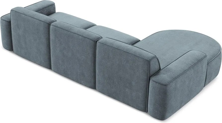 Divano angolare blu polveroso (con penisola a sinistra/con chaise lounge) con rivestimento in ciniglia Omao – Makamii