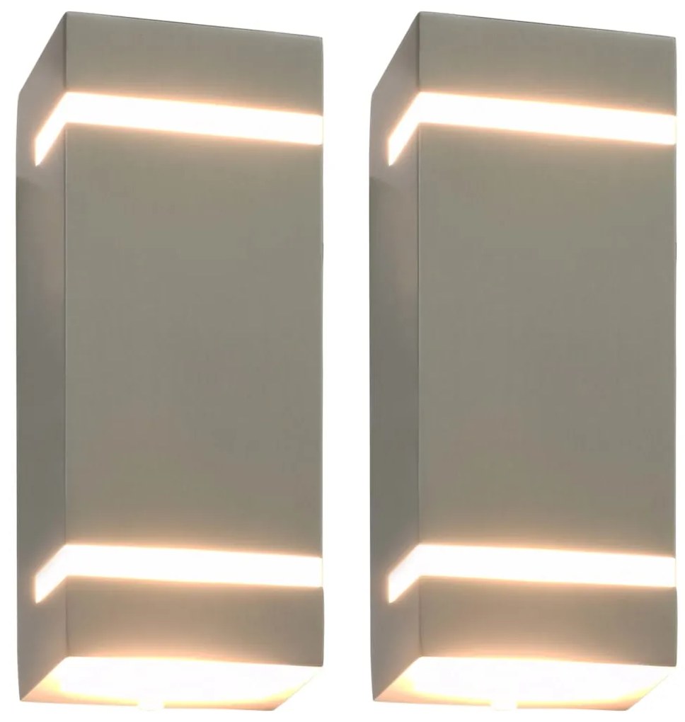 Lampade Da Parete Da Esterno 2 Pz 35 W Argento Rettangolari /