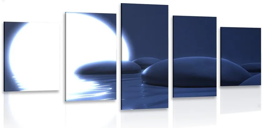Quadri 5 pezzi – Splendide pietre Zen e luna piena