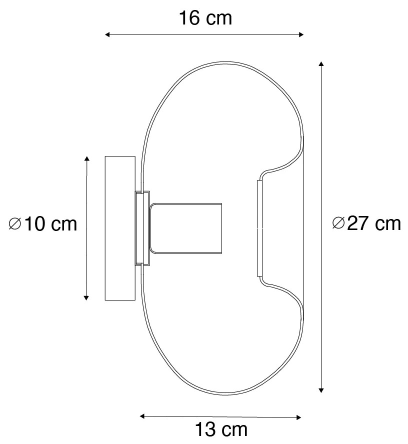 Applique Art Déco nera con vetro fumé - Ayesha