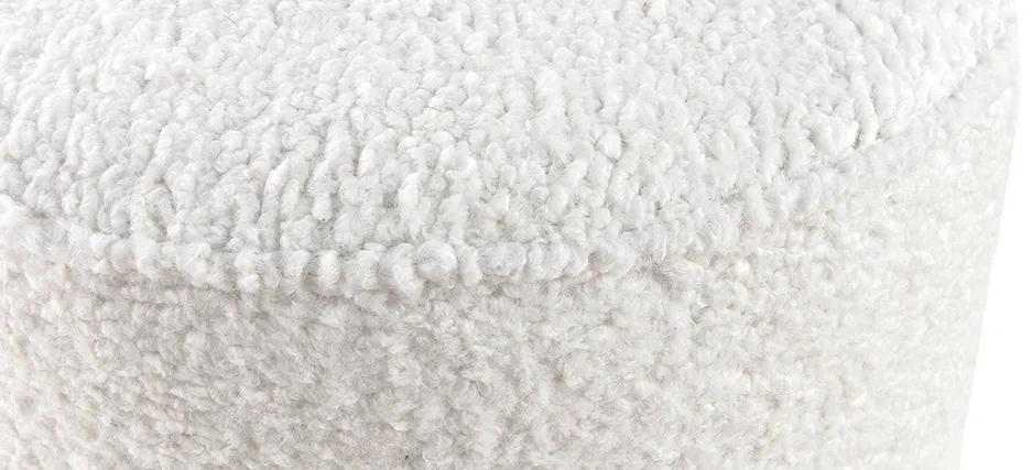 Pouf design tessuto effetto lana bouclé écru MERIBEL