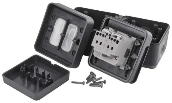 Interruttore alternante con presa 250V/16A IP55