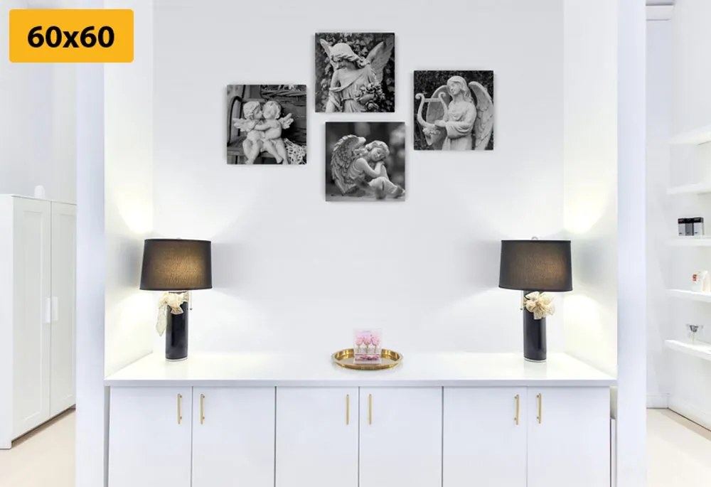 Set di quadri – Pace celeste in bianco e nero
