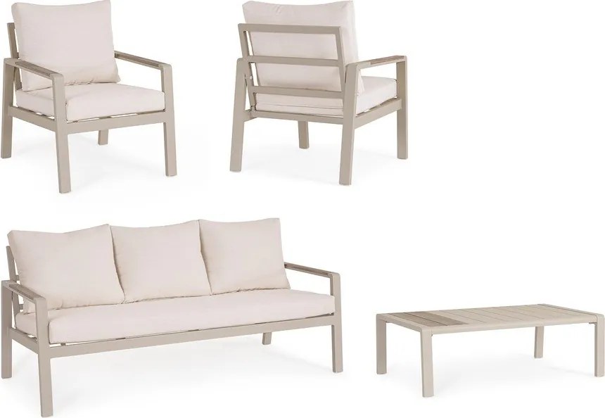 Set di mobili da giardino beige in alluminio per 5 persone Elna – Bizzotto