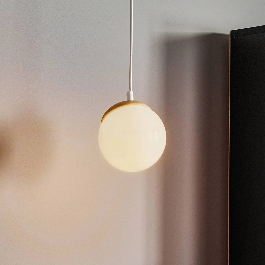 Eko-Light Lampada a sospensione Sfera a 1 luce vetro/legno chiaro