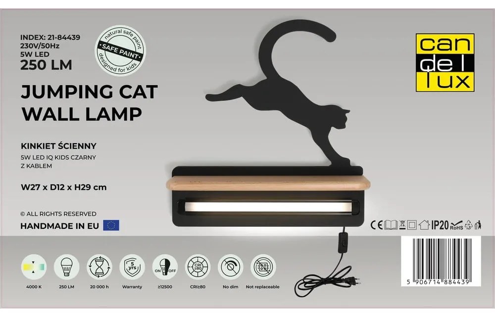 Apparecchio nero per bambini Cat - Candellux Lighting