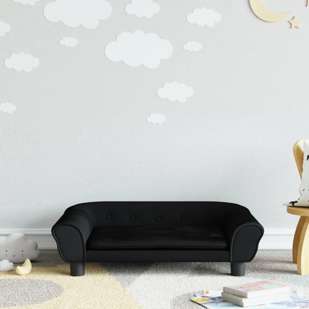 Divano Per Bambini Nero 70x45x26 Cm İn Velluto /